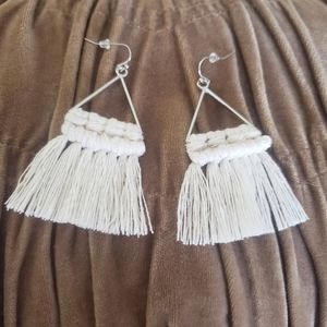White macrame earrings